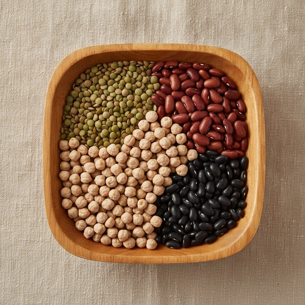Colourful legumes and lentils